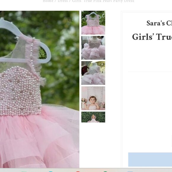 Girls’ True Pink Pearl Party Dress - Picture 2 of 2